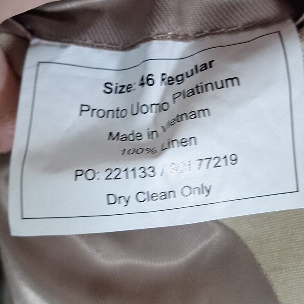 Pronto Uomo Platinum Linen Blazer Sport Jacket Double Vent 2 Button Men Size 46R - Picture 5 of 9